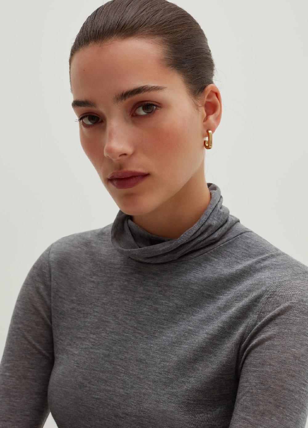 Stefanel T-shirt A Maniche Lunghe Con Collo Alto