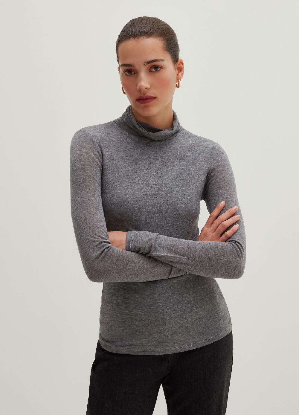 Stefanel T-shirt a maniche lunghe con collo alto