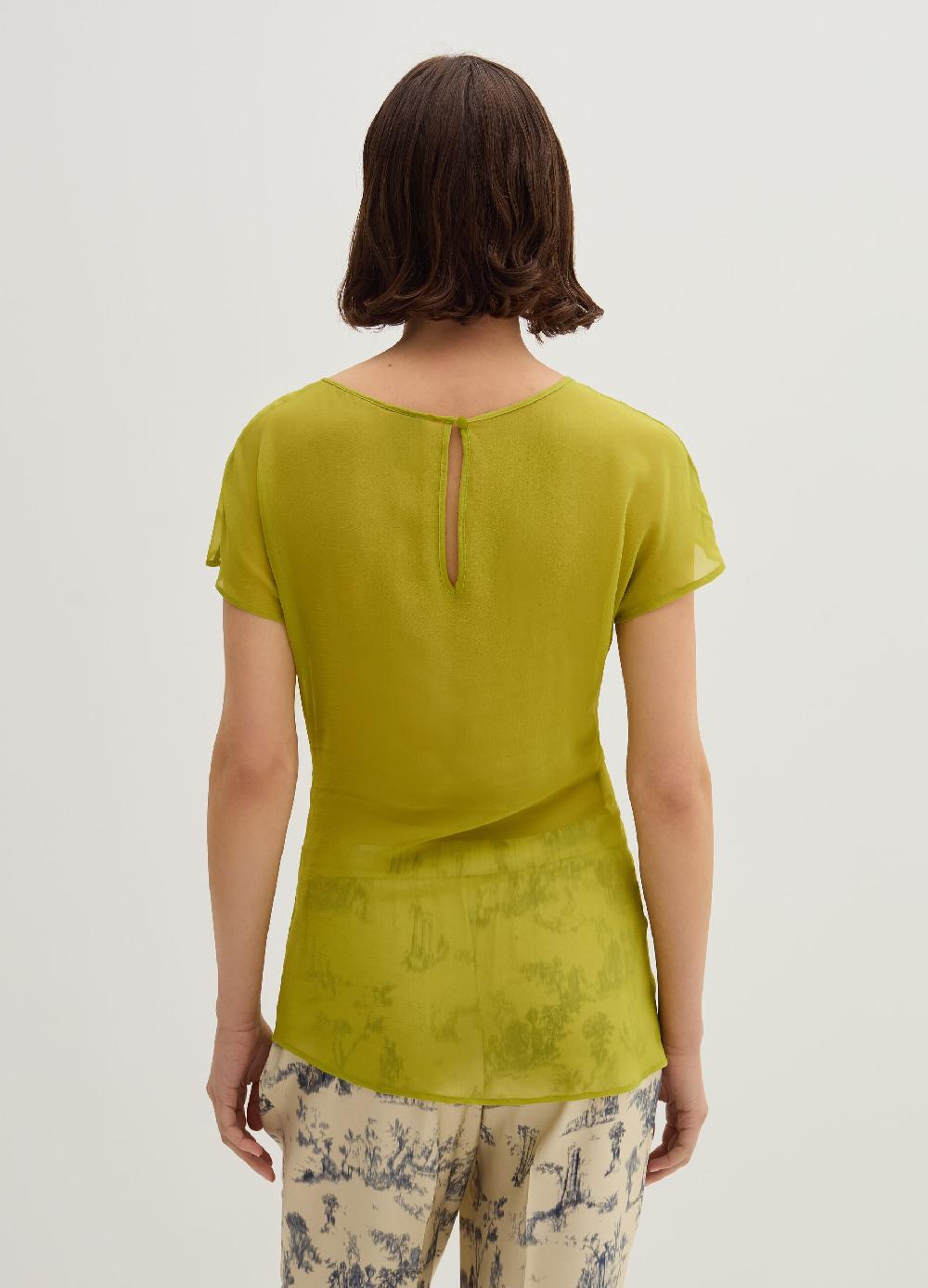 Stefanel T-shirt In Georgette Con Arricciatura