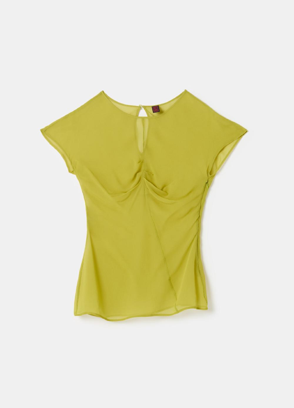 Stefanel T-shirt In Georgette Con Arricciatura