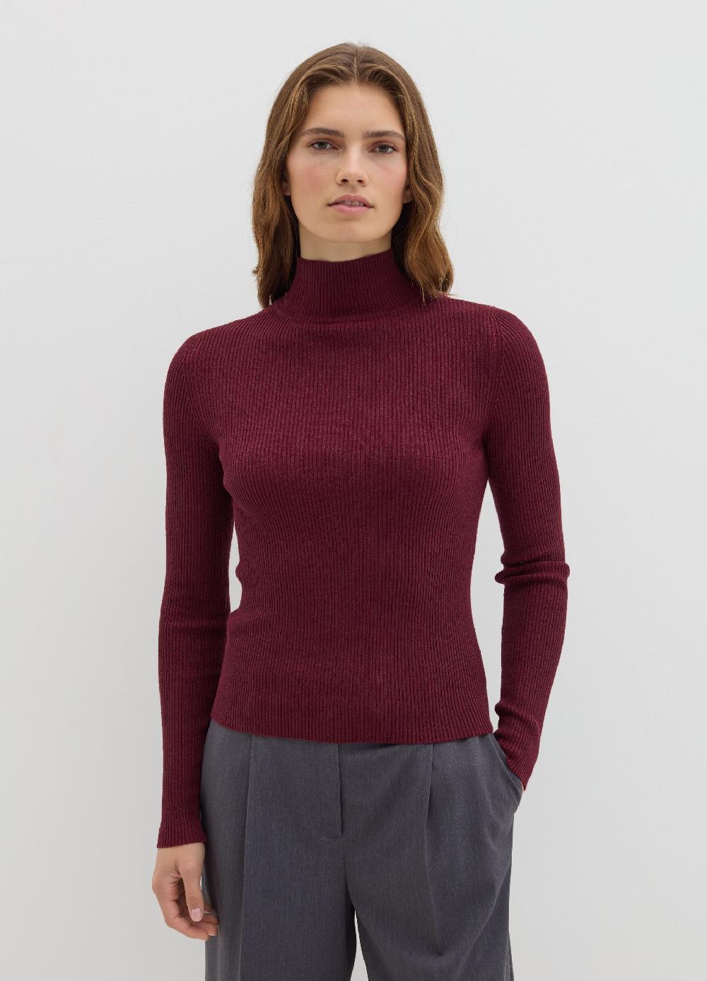 Stefanel T-shirt In Lurex A Costine Con Collo Alto