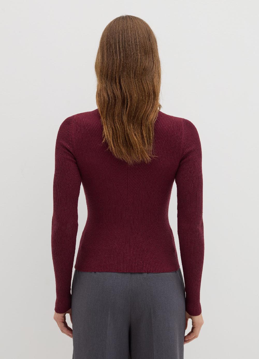 Stefanel T-shirt In Lurex A Costine Con Collo Alto