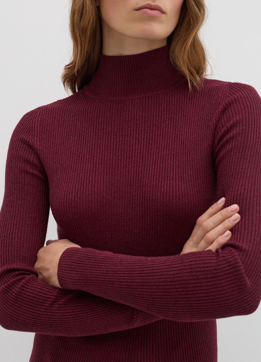 Stefanel T-shirt In Lurex A Costine Con Collo Alto