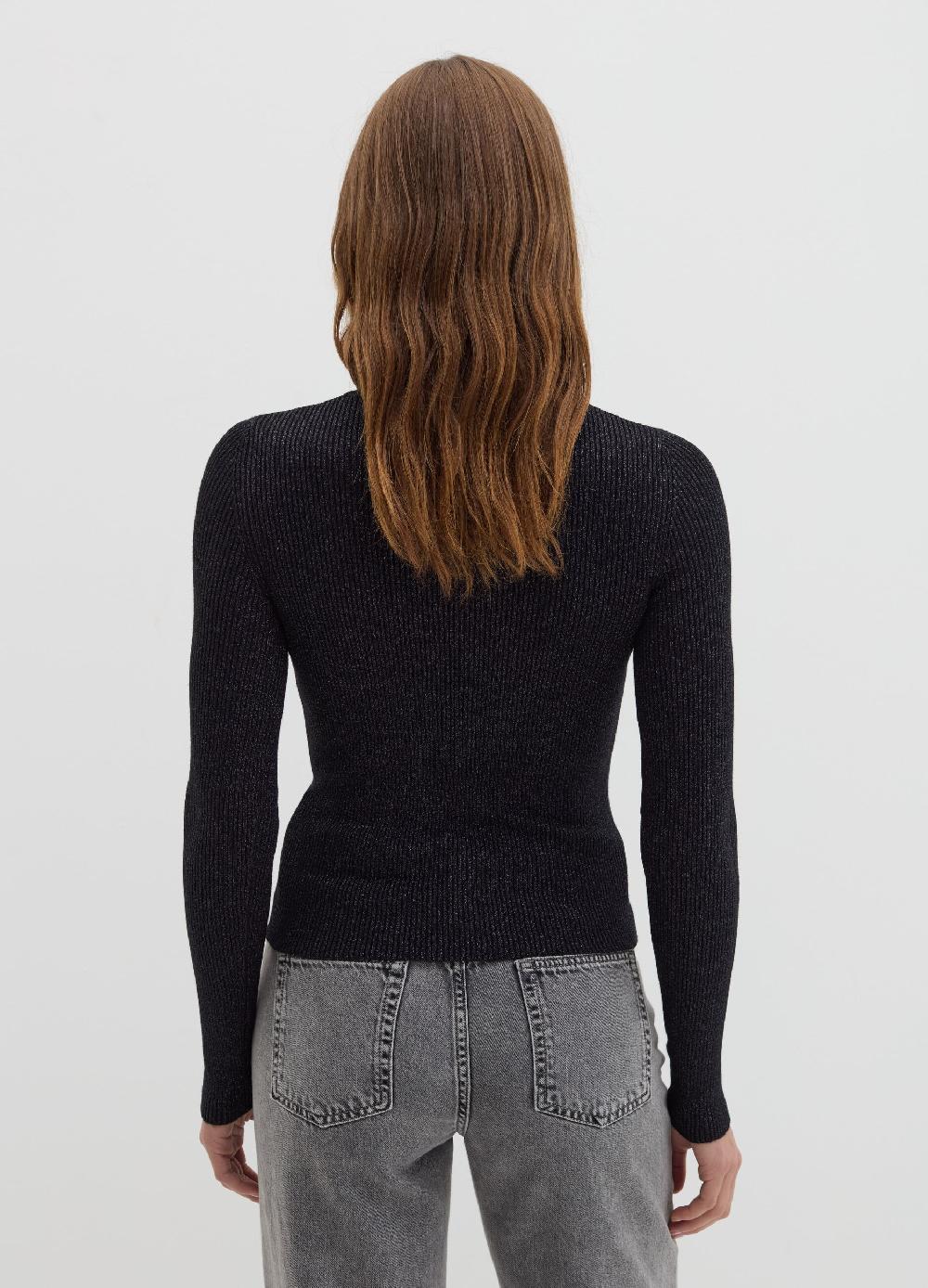 Stefanel T-shirt In Lurex A Costine Con Collo Alto