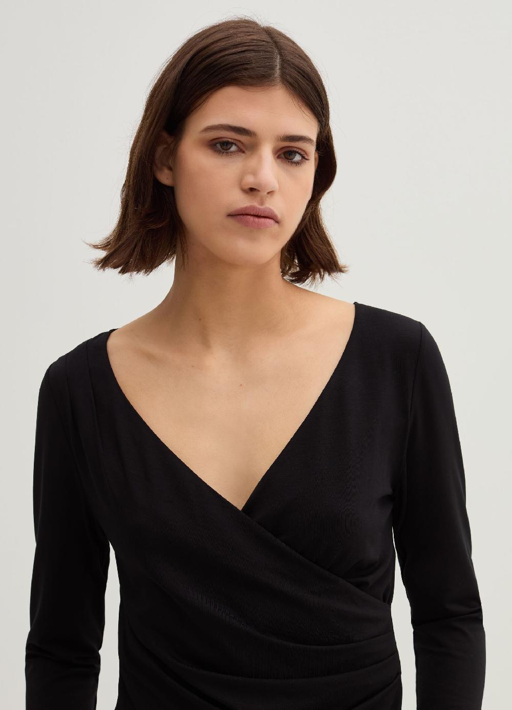 Stefanel T-shirt Scollo A V Con Incrocio