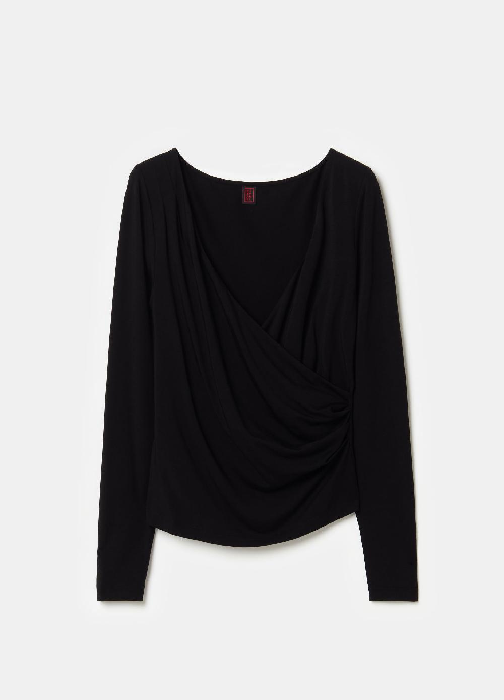 Stefanel T-shirt Scollo A V Con Incrocio