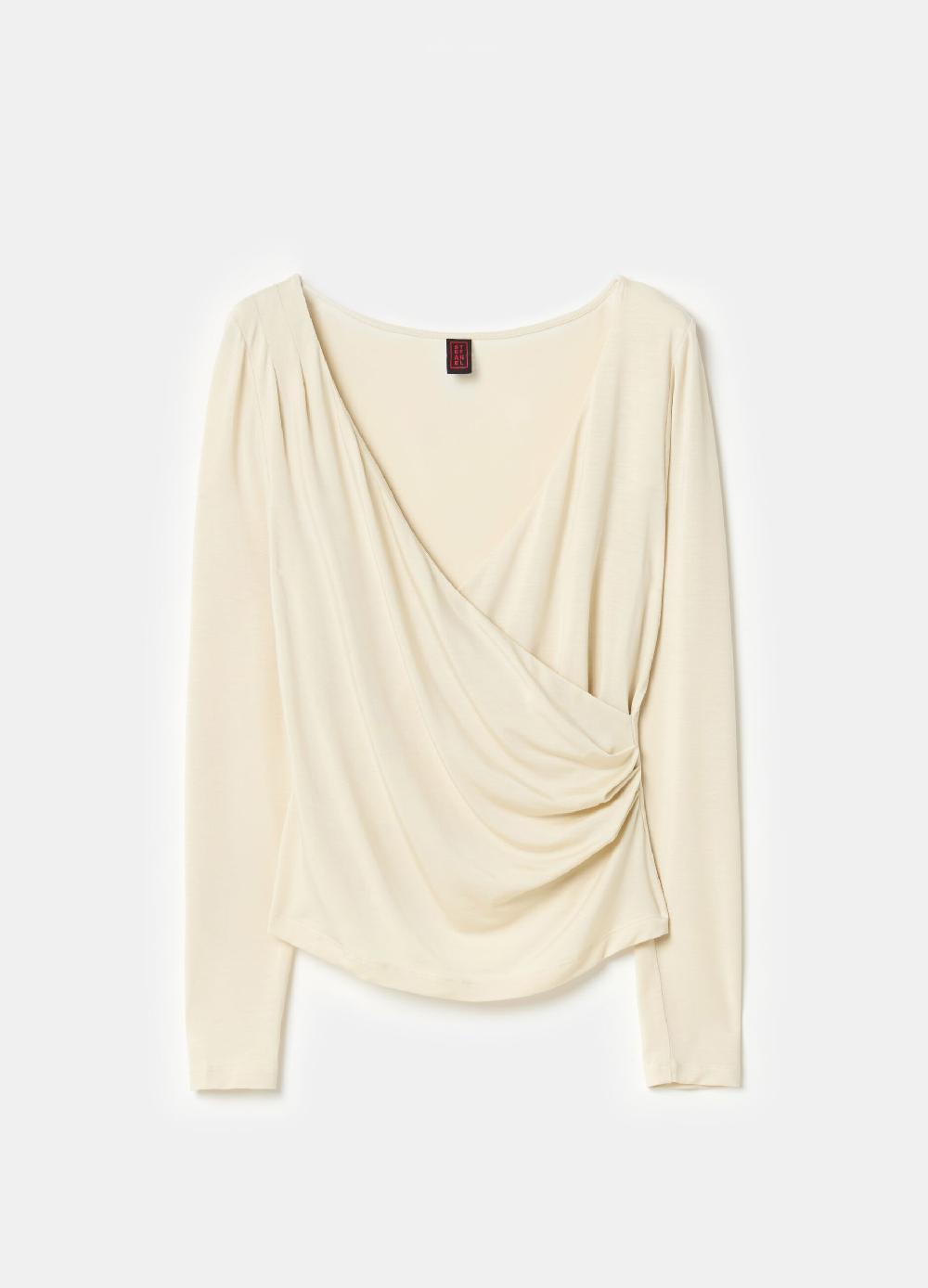 Stefanel T-shirt Scollo A V Con Incrocio