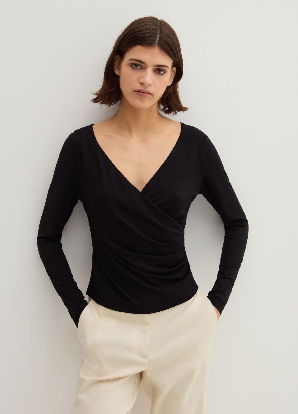 Stefanel T-shirt scollo a V con incrocio