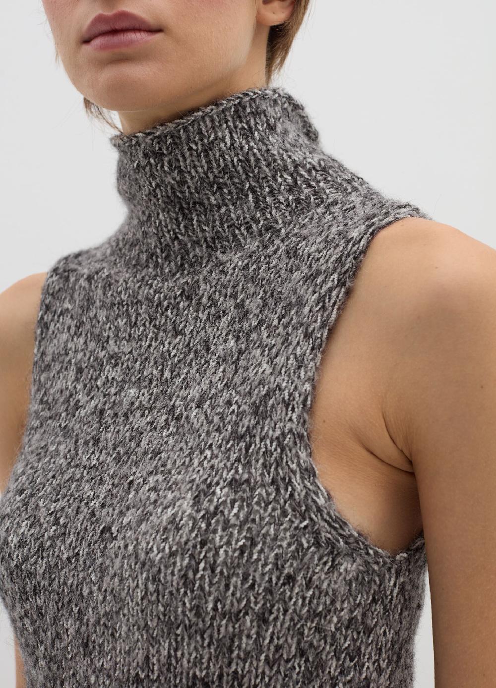 Stefanel Tank Top A Collo Alto Effetto Mouline