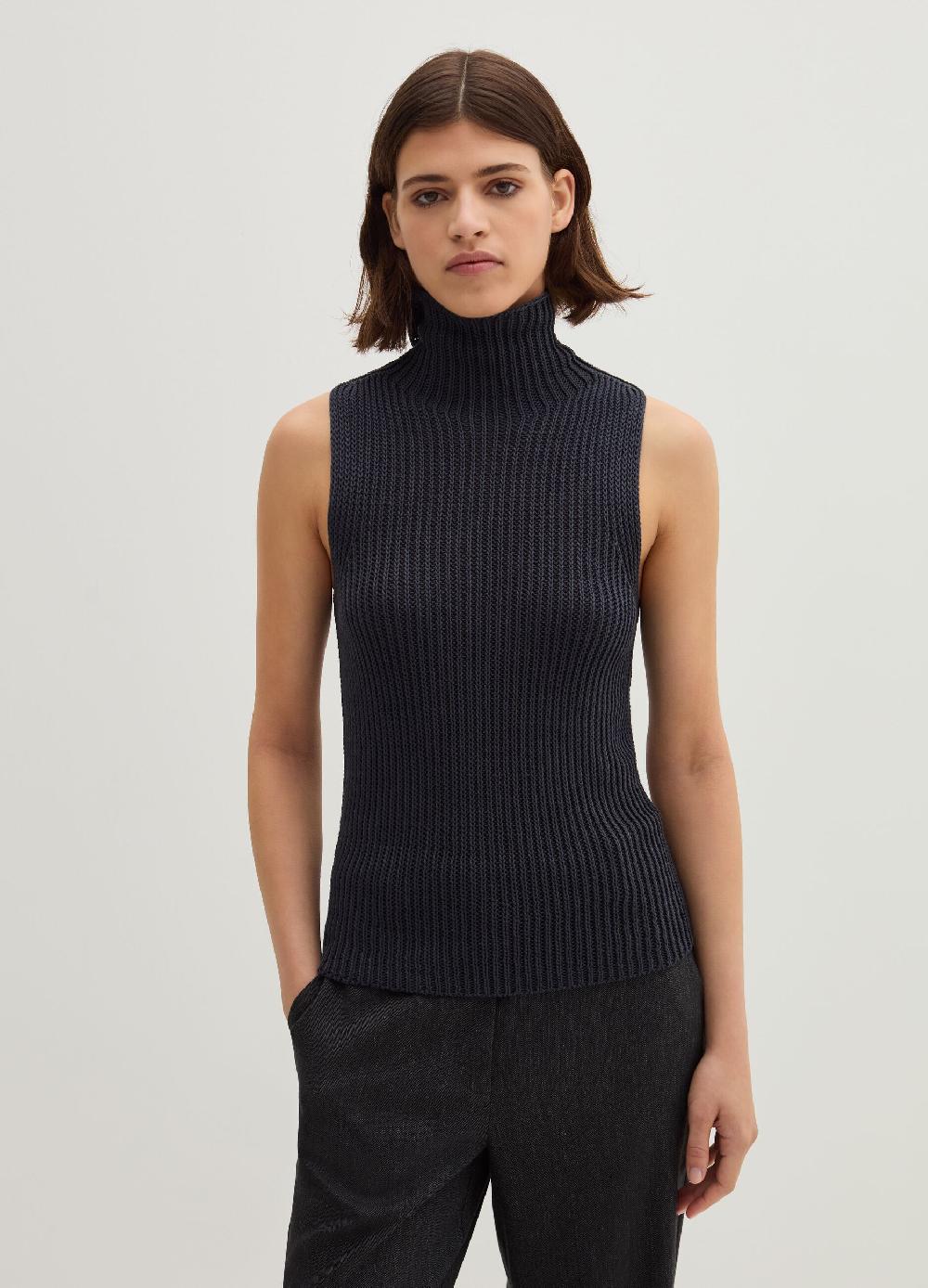 Stefanel Tank Top A Coste Inglesi Senza Cuciture