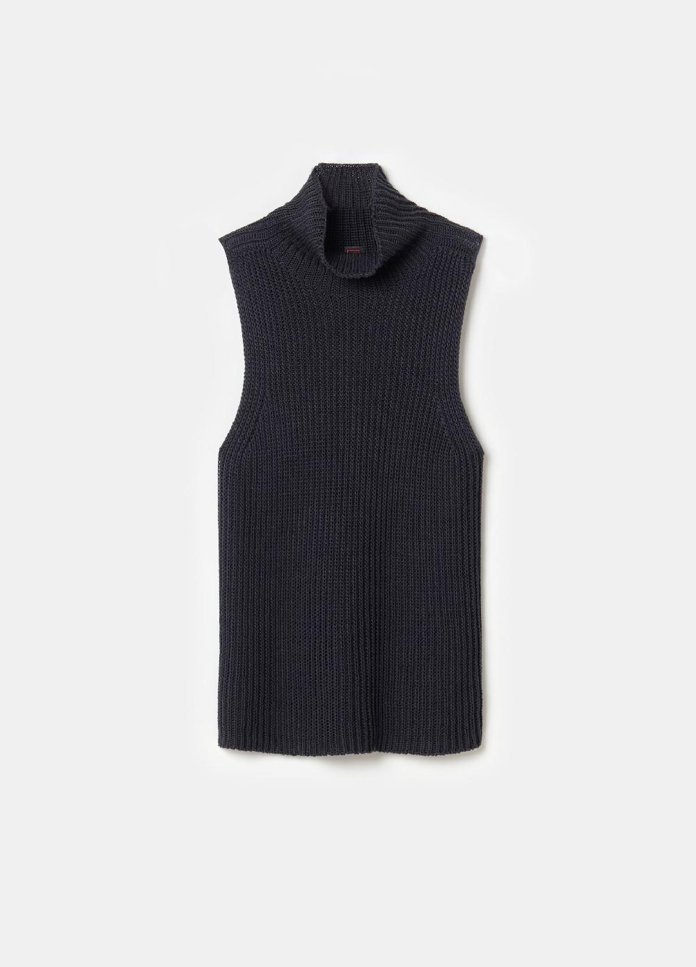 Stefanel Tank Top A Coste Inglesi Senza Cuciture