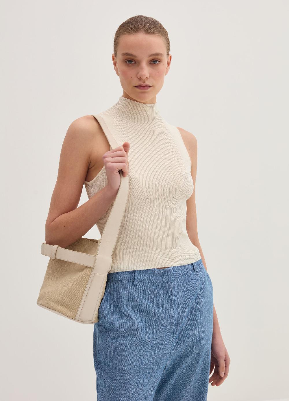 Stefanel Tank top a coste piatte mock neck