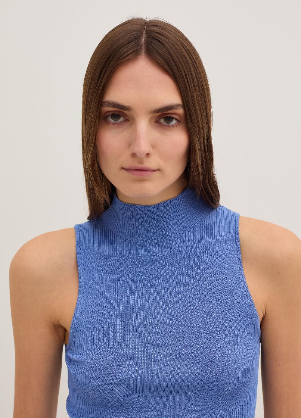 Stefanel Tank top a coste piatte mock neck