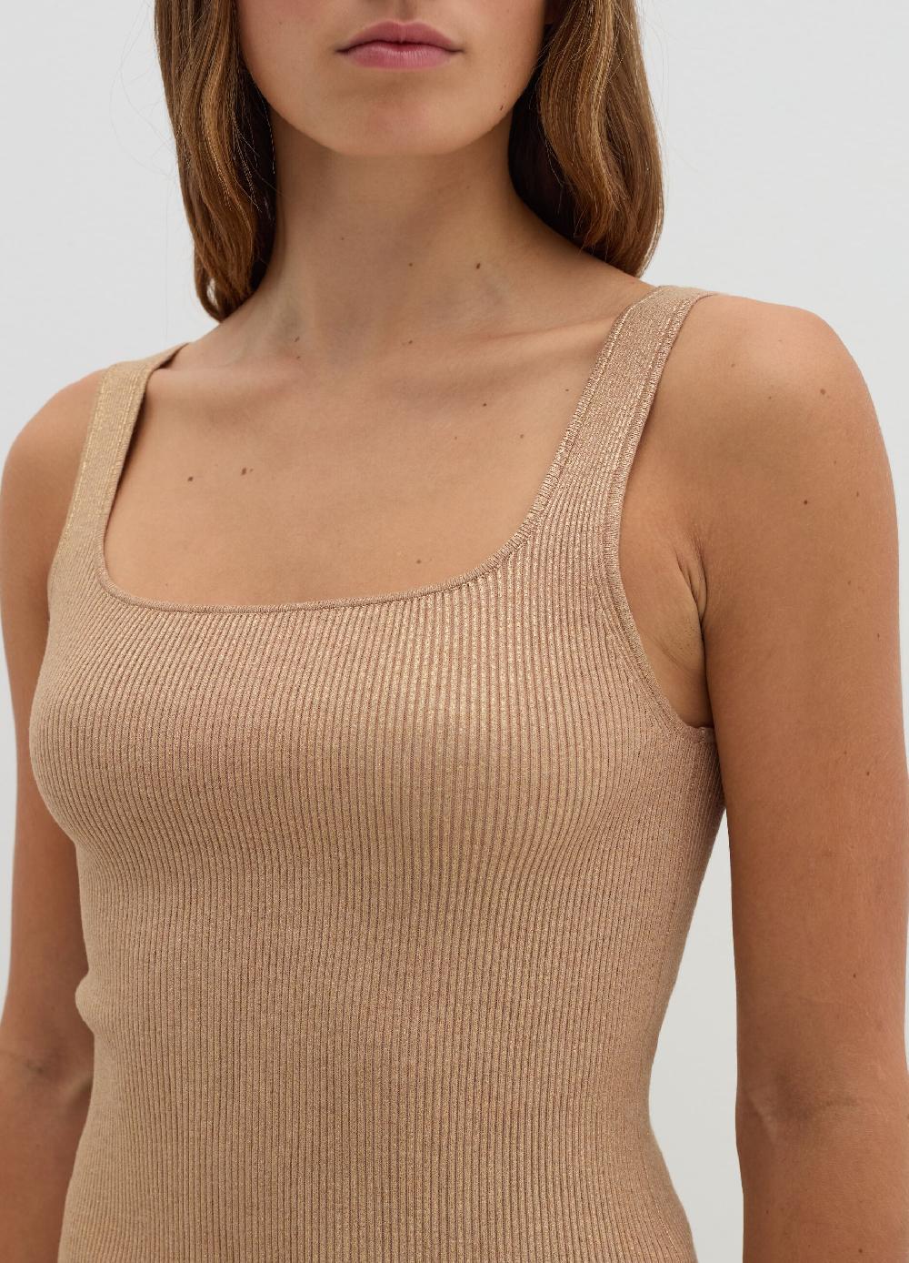 Stefanel Tank Top A Costine Con Lurex