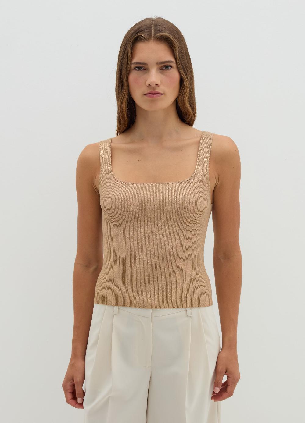 Stefanel Tank top a costine con lurex