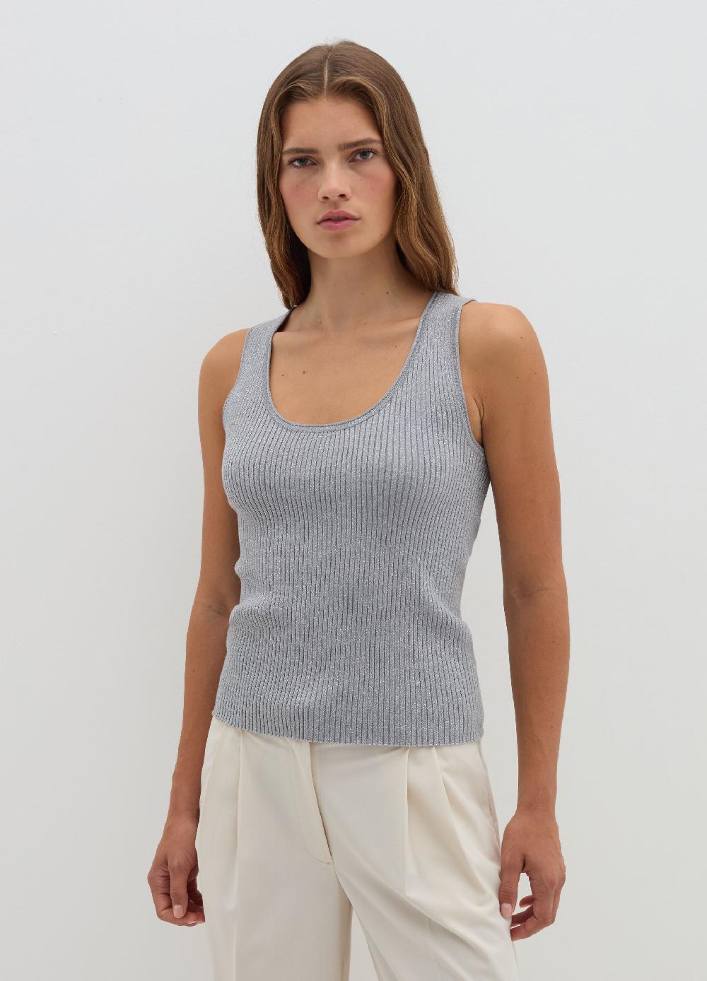 Stefanel Tank Top A Costine Con Lurex