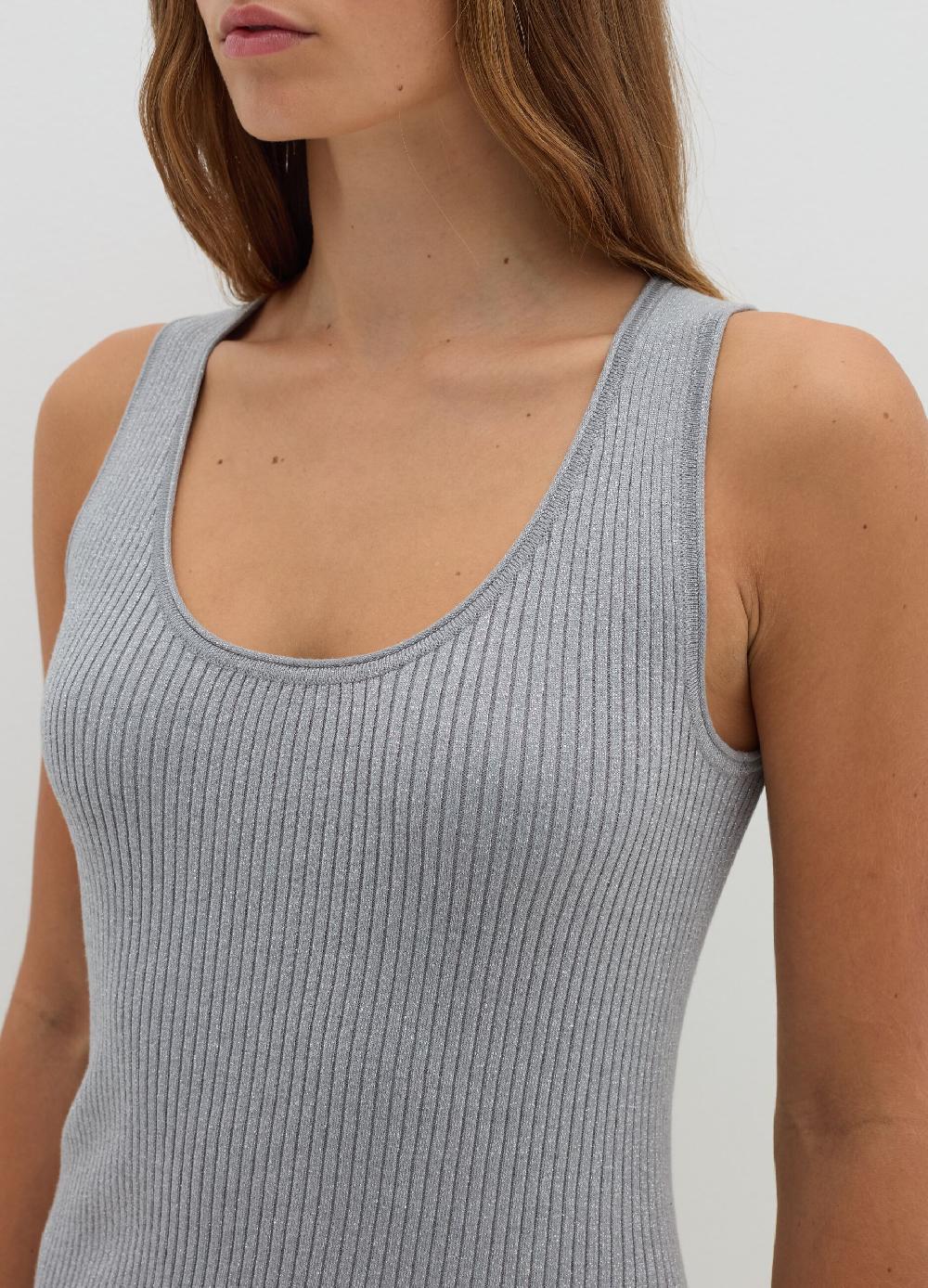 Stefanel Tank Top A Costine Con Lurex