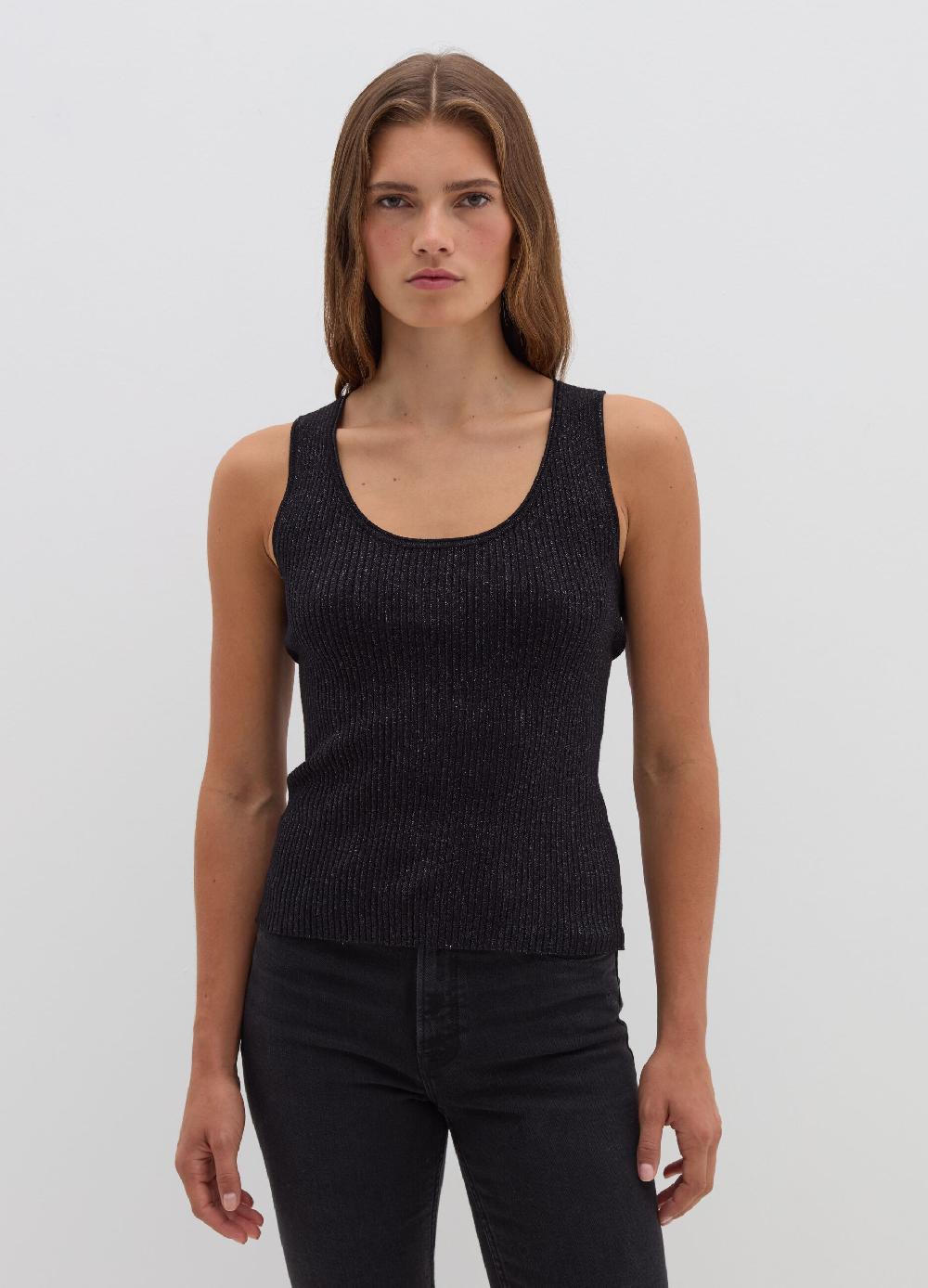Stefanel Tank top a costine con lurex