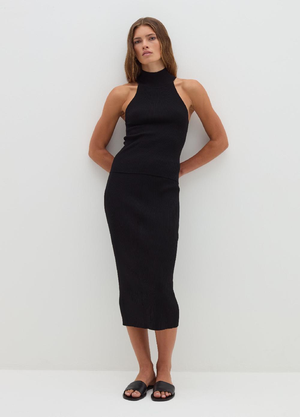 Stefanel Tank top a costine con scollo halter