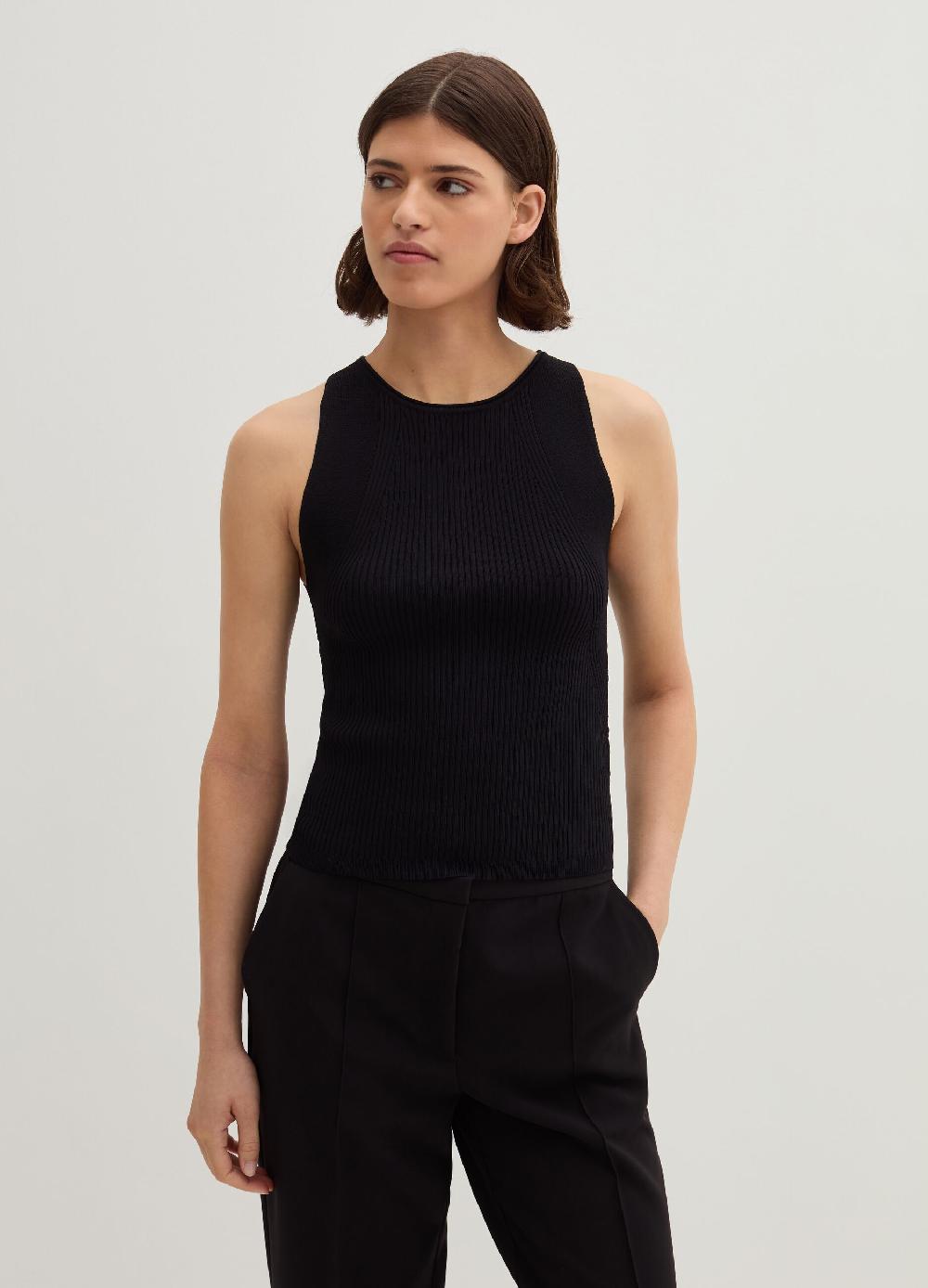 Stefanel Tank top in crêpe a coste piatte