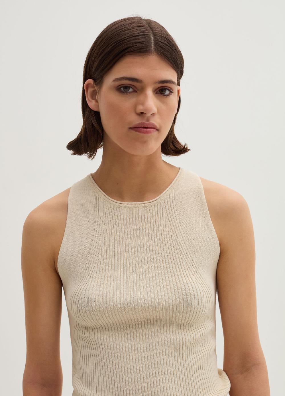 Stefanel Tank top in crêpe a coste piatte