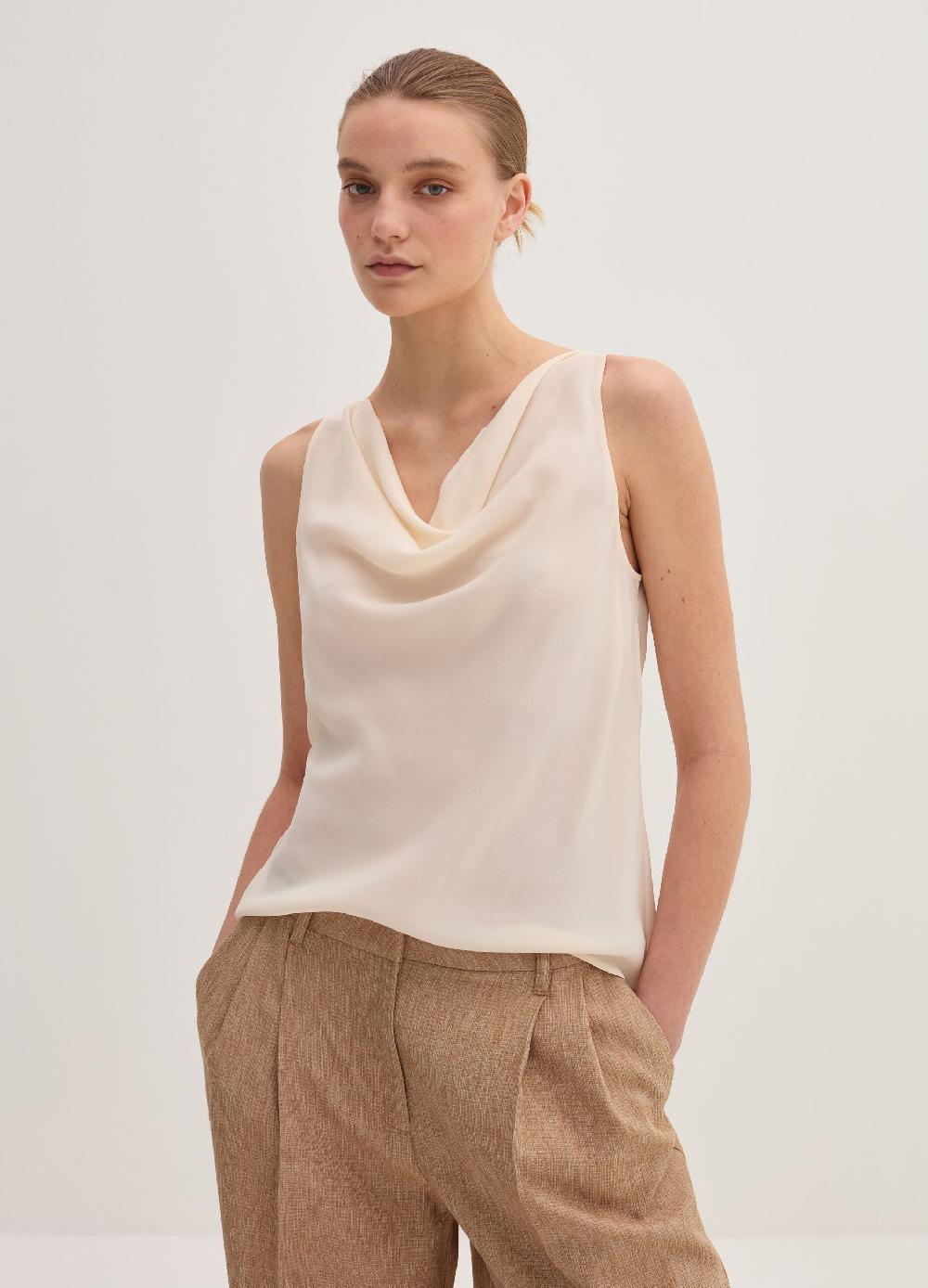 Stefanel Top in crêpe de chine con drappeggio