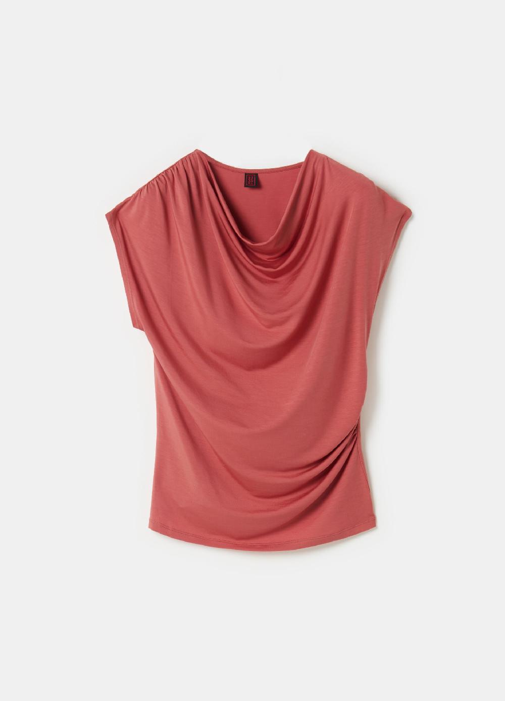 Stefanel Top Smanicato Scollo Con Drappeggio