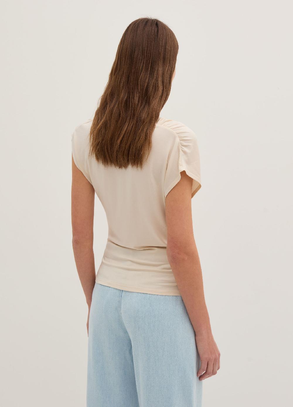 Stefanel Top Smanicato Scollo Con Drappeggio