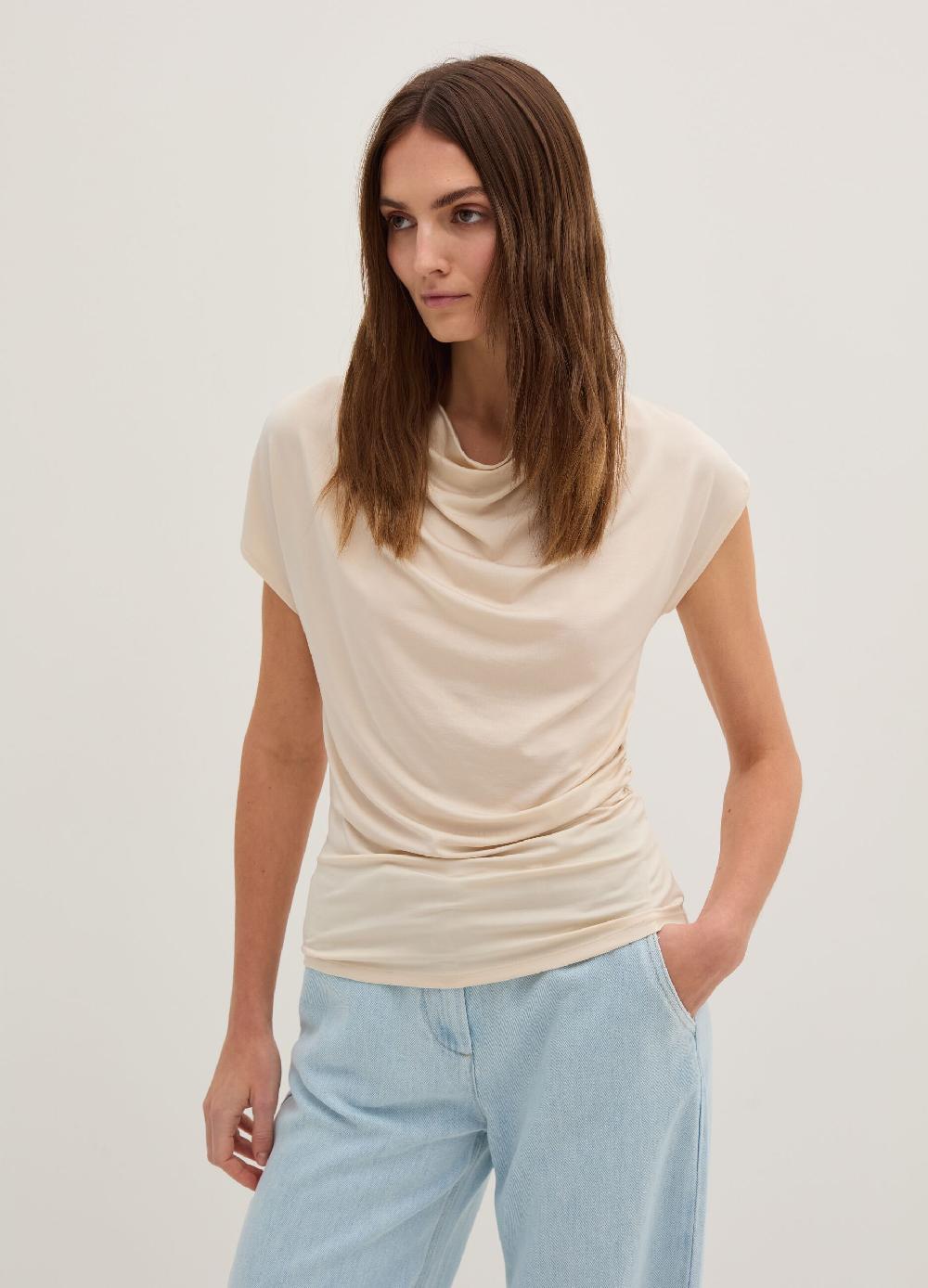 Stefanel Top smanicato scollo con drappeggio