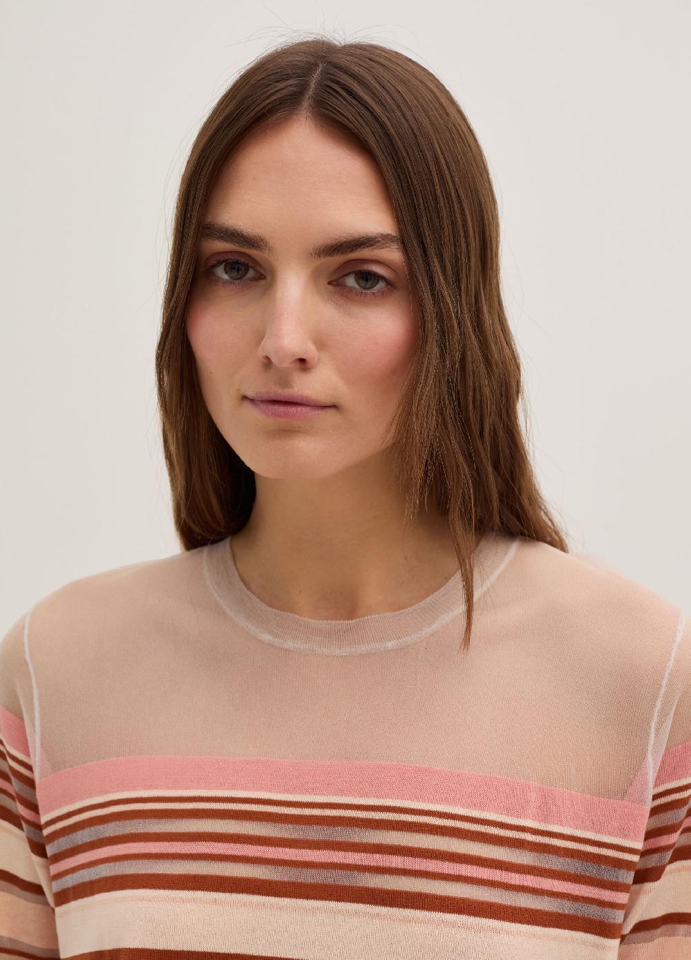 Stefanel Vestito Corto A Righe Effetto Trasparente