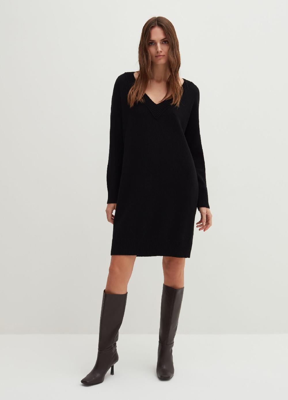 Stefanel Vestito Corto In Lana Viscosa E Cashmere