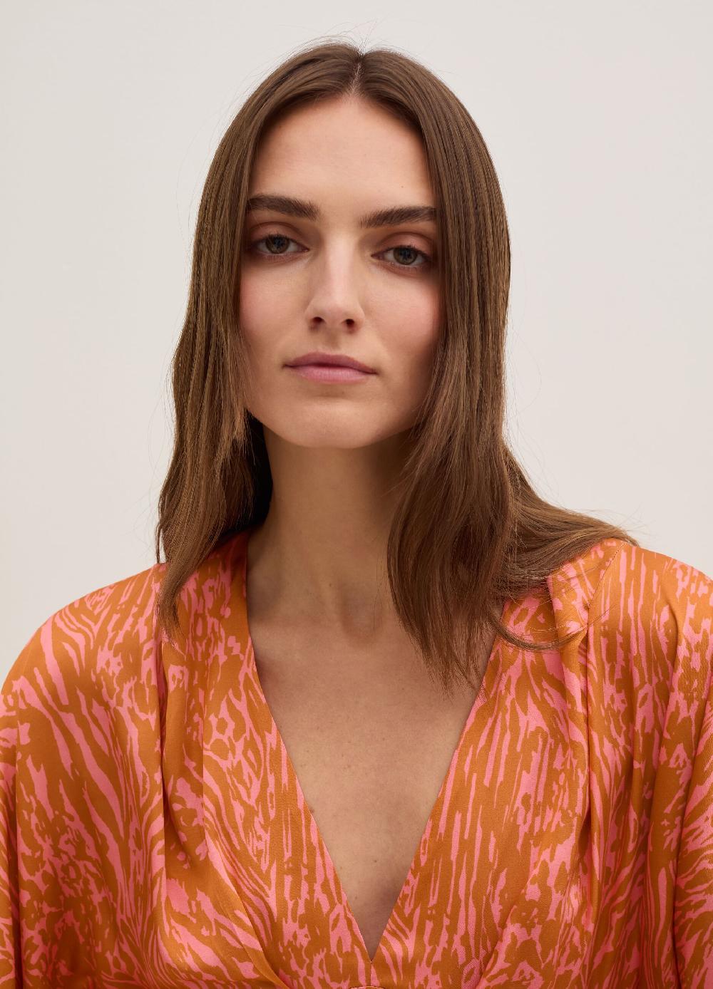 Stefanel Vestito Corto In Satin Con Stampa Moire