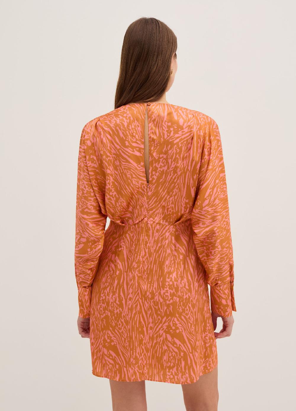 Stefanel Vestito Corto In Satin Con Stampa Moire