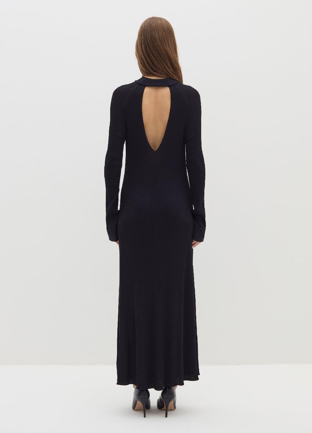 Stefanel Vestito Lungo A Coste Piatte Cut Out