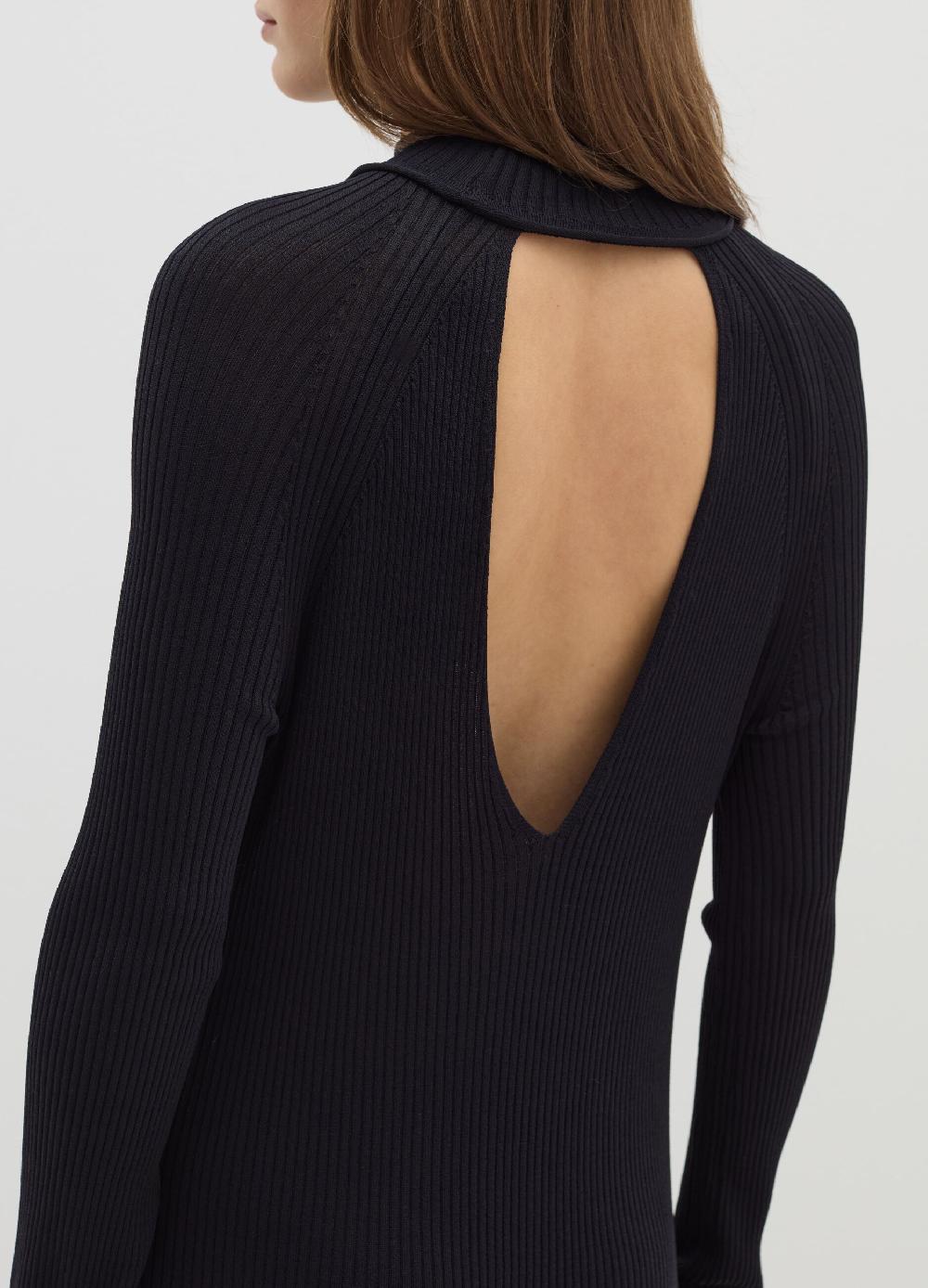 Stefanel Vestito Lungo A Coste Piatte Cut Out