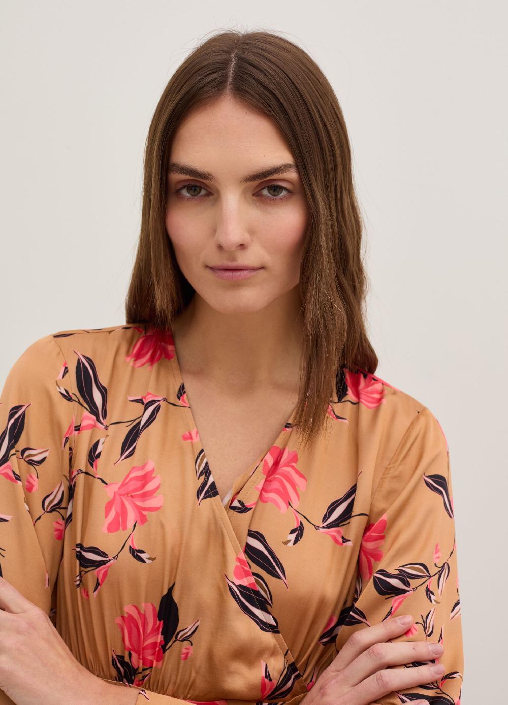 Stefanel Vestito Lungo In Satin Stampa Floreale