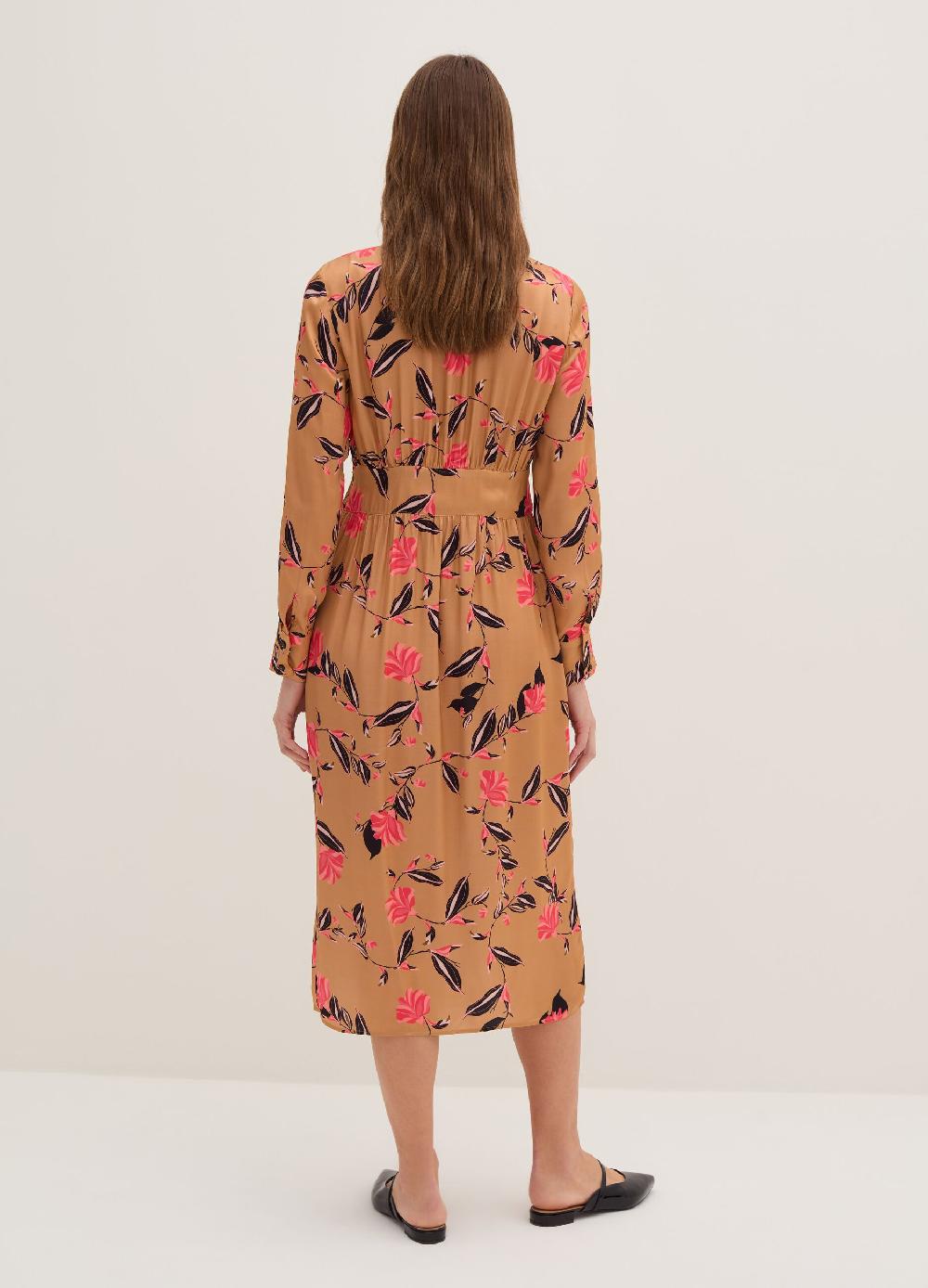 Stefanel Vestito Lungo In Satin Stampa Floreale