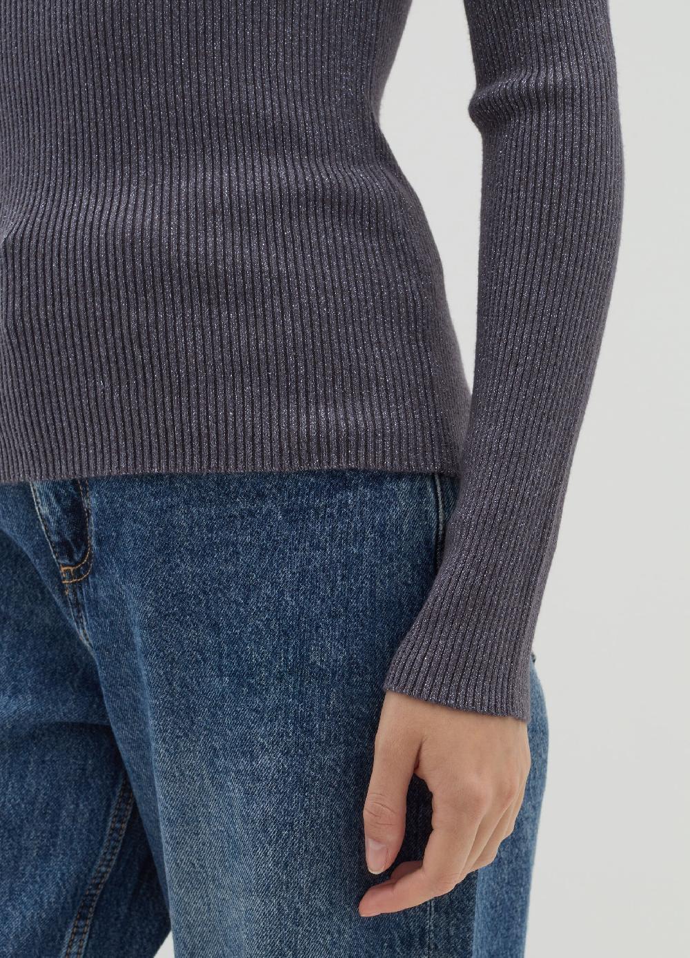 Stefanel T-shirt In Lurex A Costine Con Maniche Lunghe