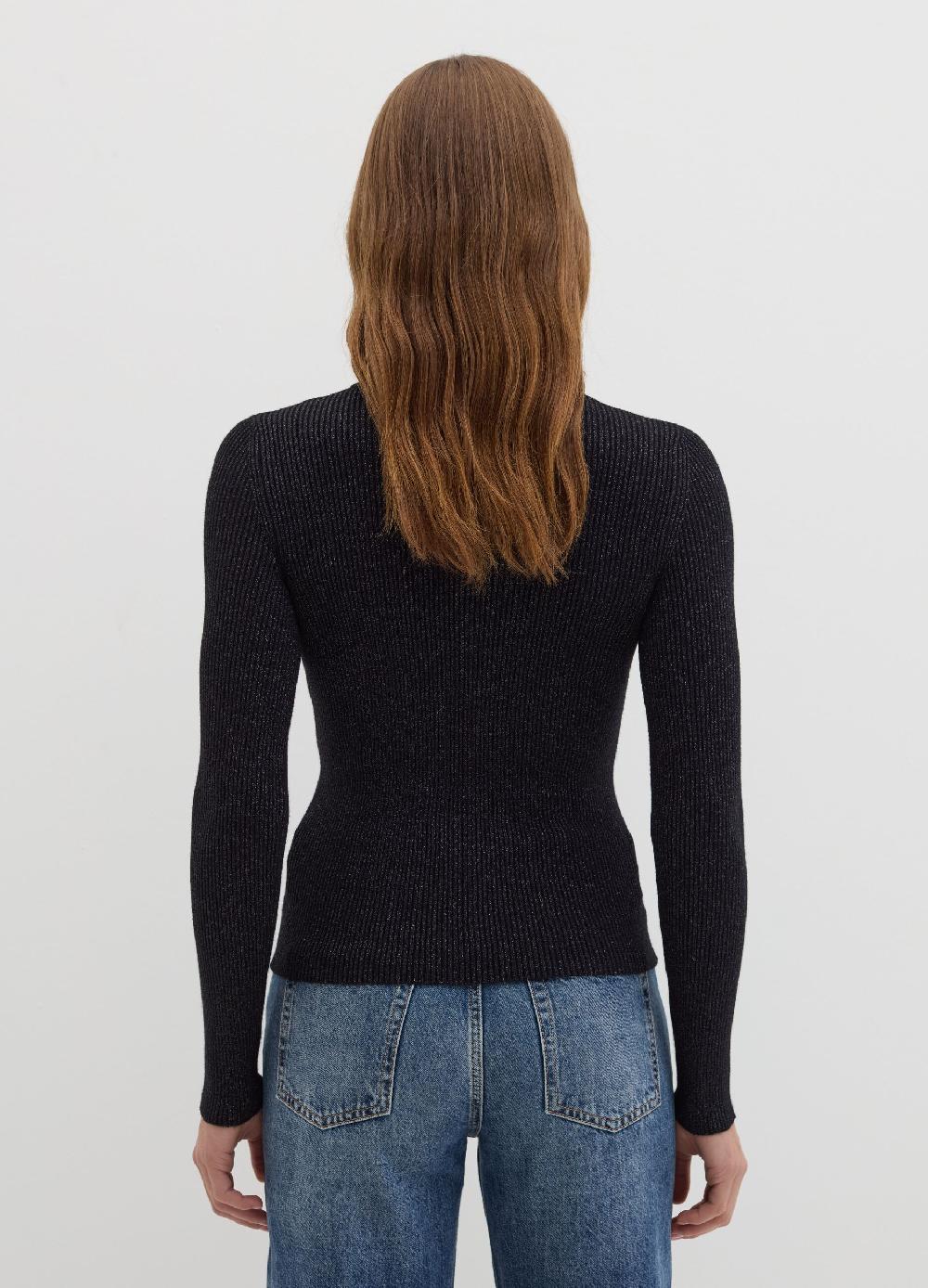 Stefanel T-shirt In Lurex A Costine Con Maniche Lunghe