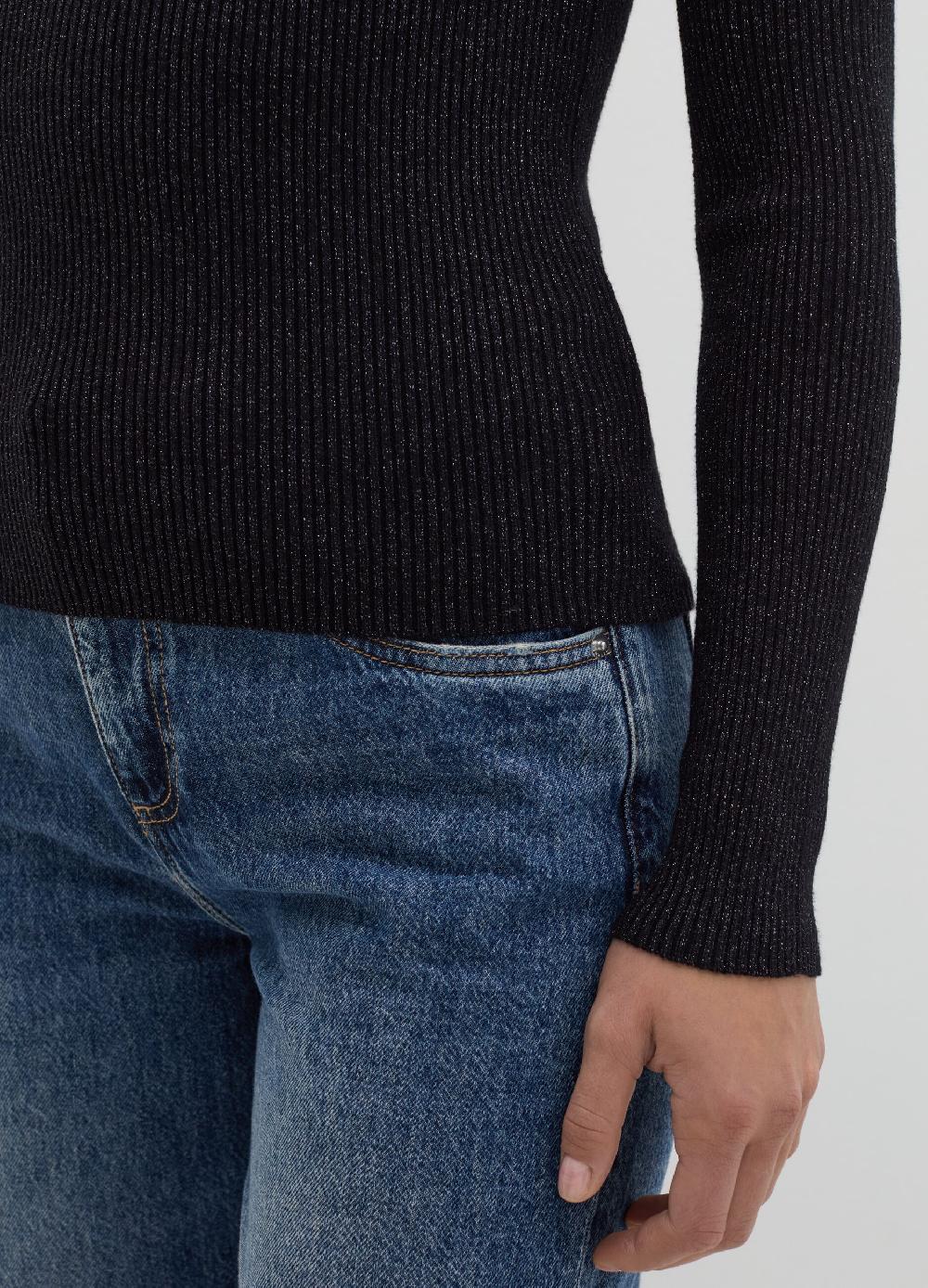 Stefanel T-shirt In Lurex A Costine Con Maniche Lunghe