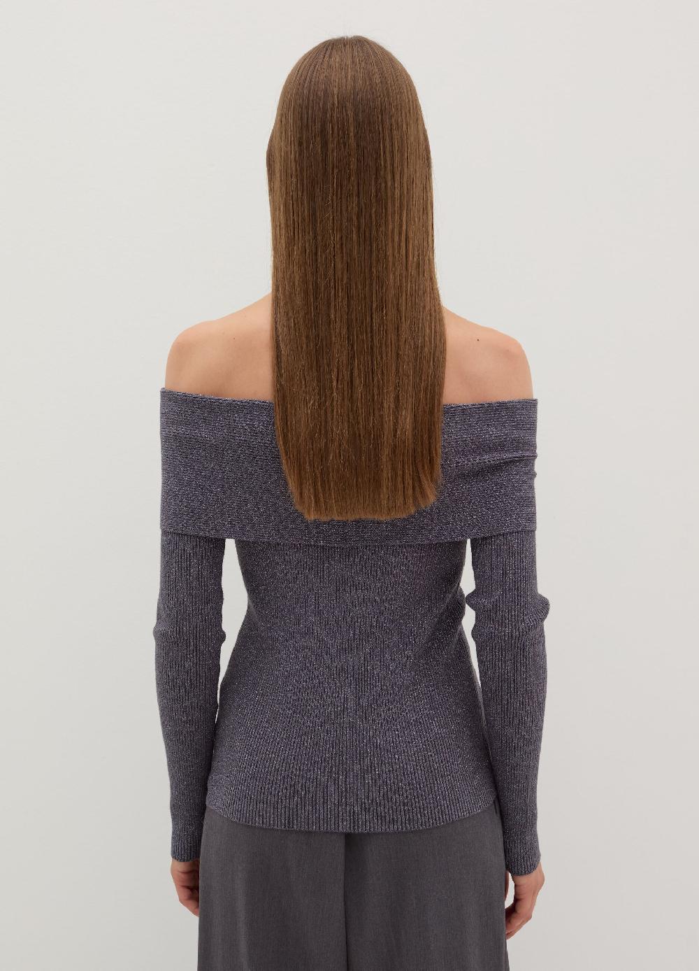 Stefanel T-shirt In Lurex A Costine Con Spalle Scoperte