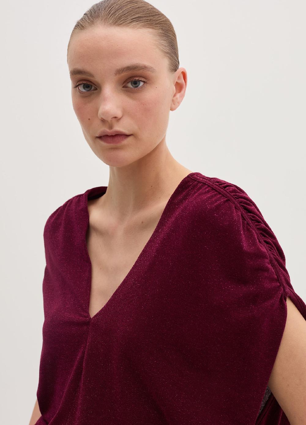 Stefanel T-shirt Smanicata In Lurex Con Arricciatura