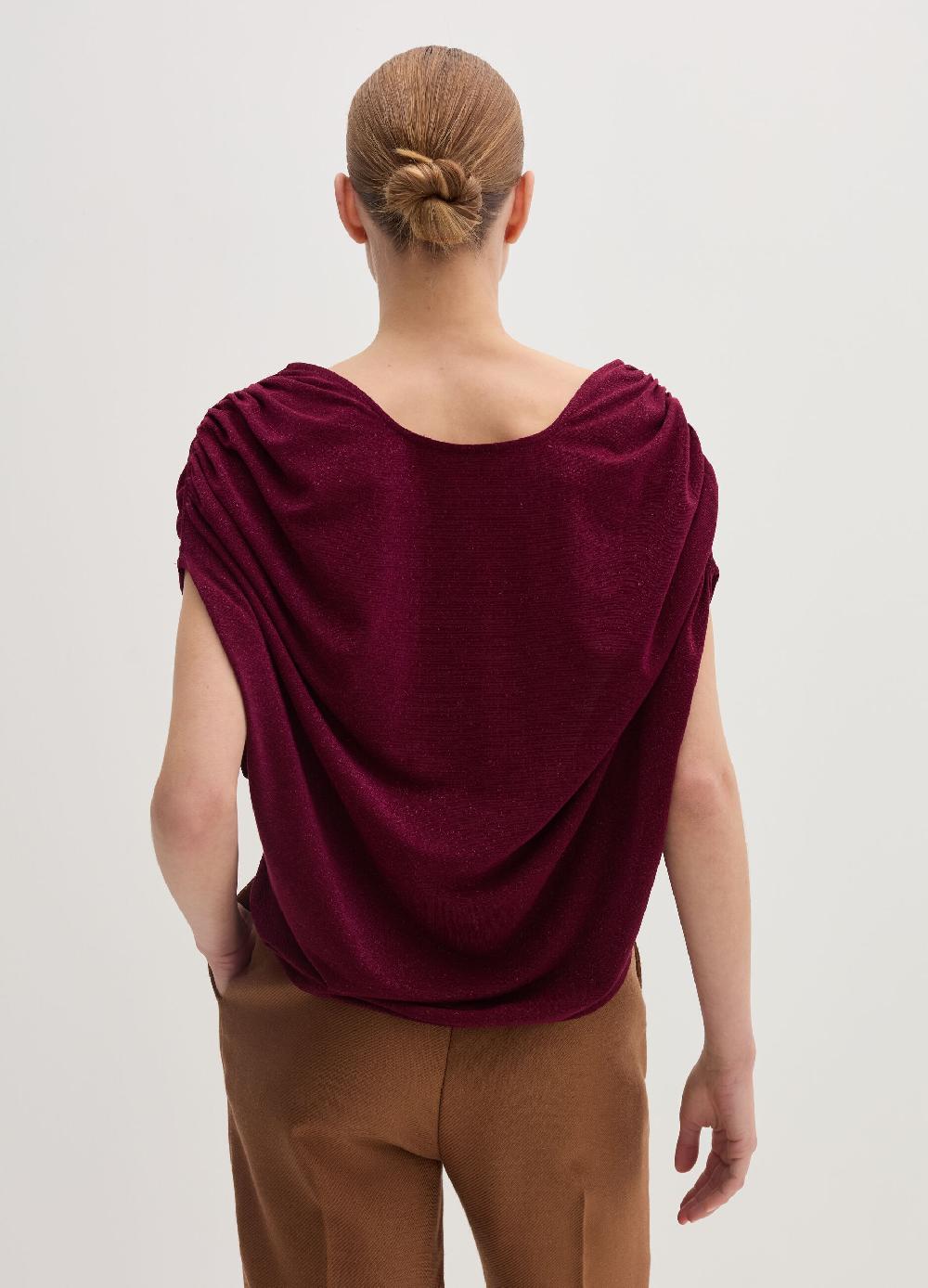 Stefanel T-shirt Smanicata In Lurex Con Arricciatura