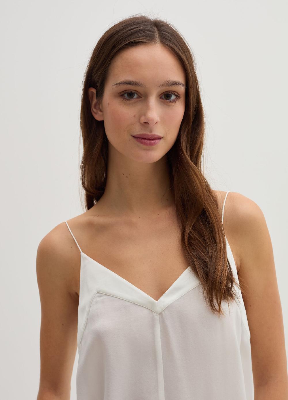 Stefanel Top In Viscosa E Seta Con Spalline Sottili