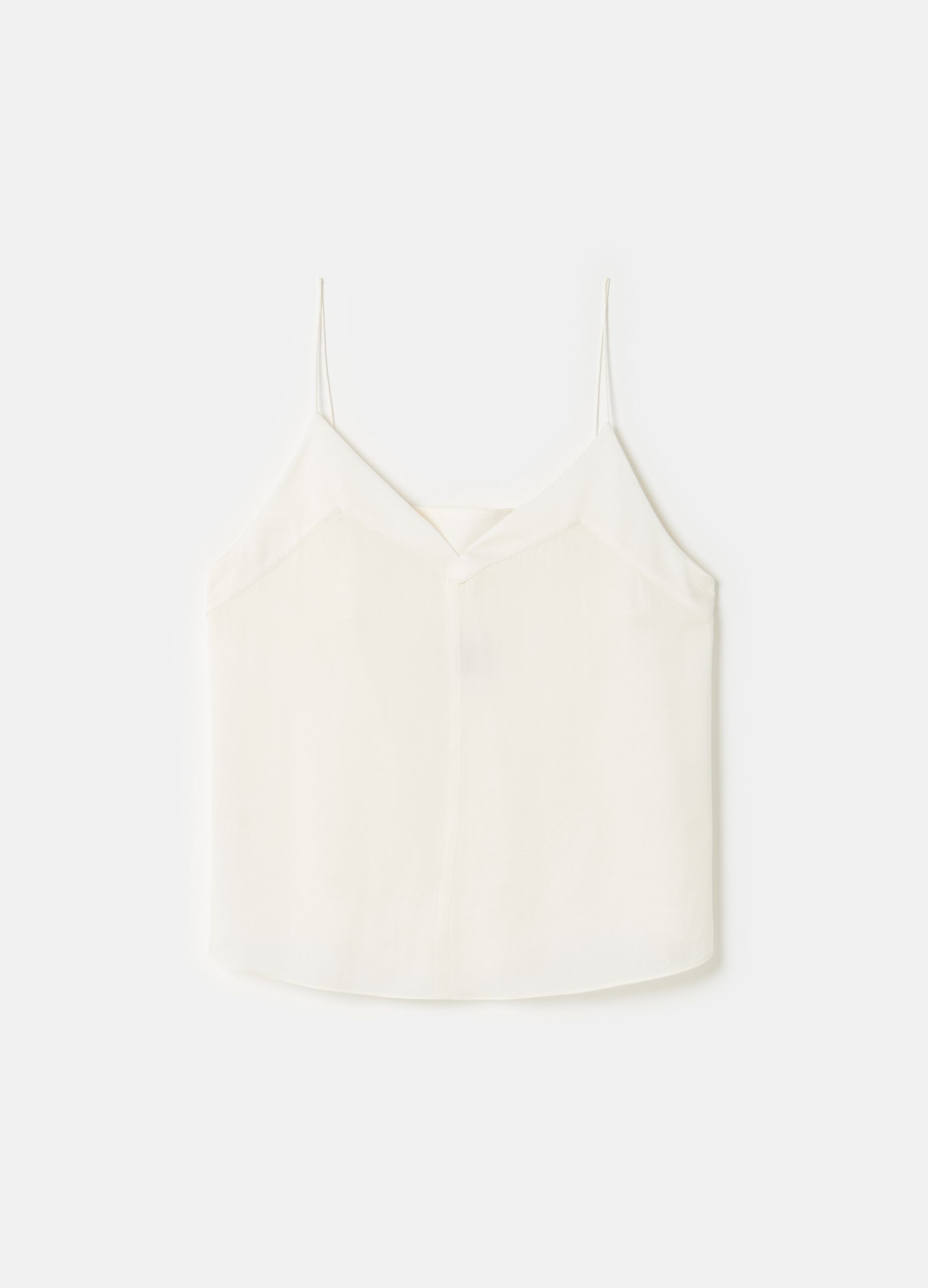 Stefanel Top In Viscosa E Seta Con Spalline Sottili