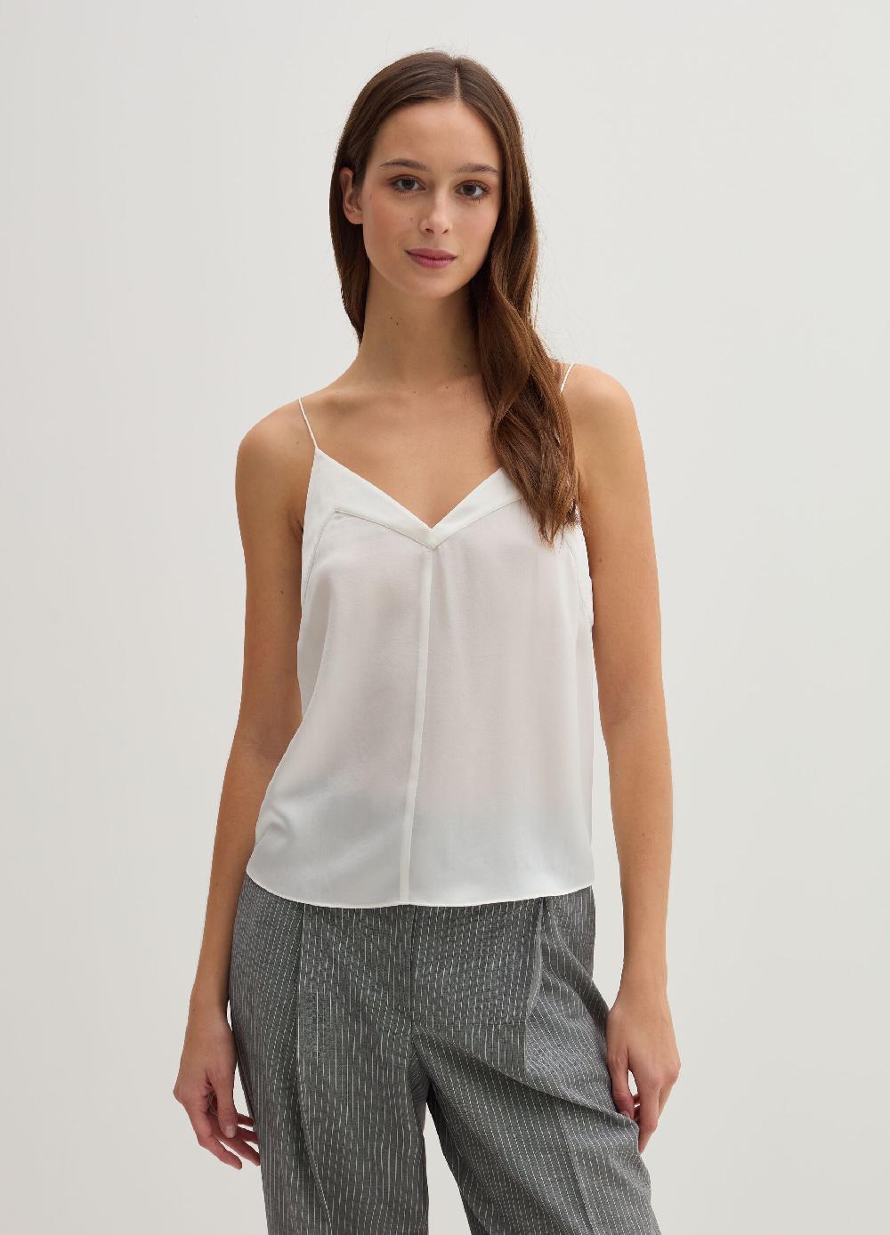 Stefanel Top in viscosa e seta con spalline sottili