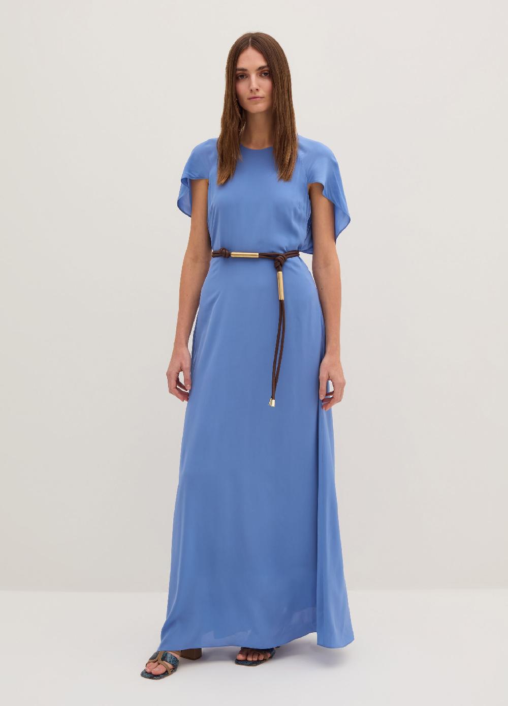 Stefanel Vestito Lungo Stile Impero In Crêpe De Chine