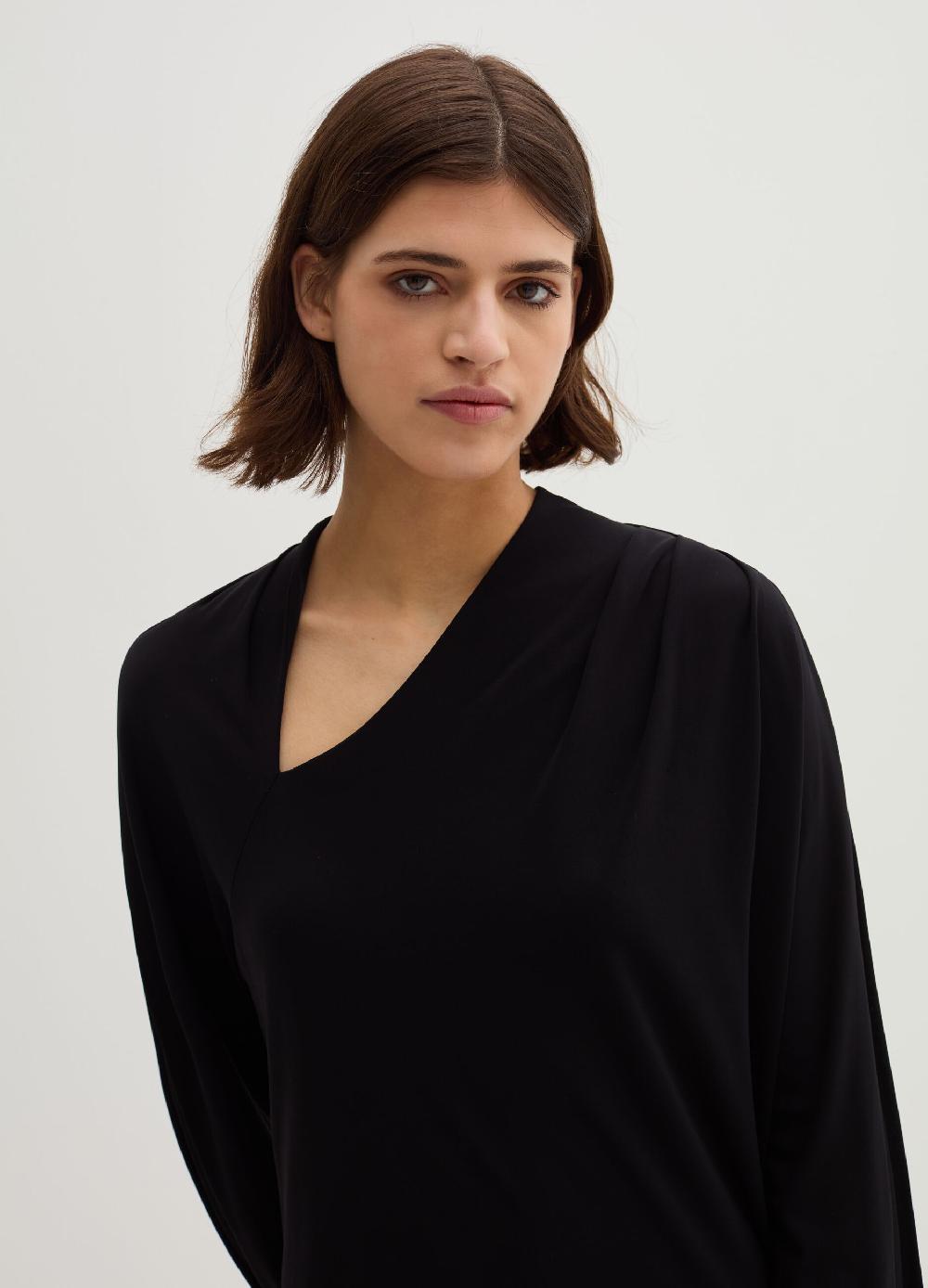 Stefanel Vestito Midi In Crêpe Jersey Con Scollo A V