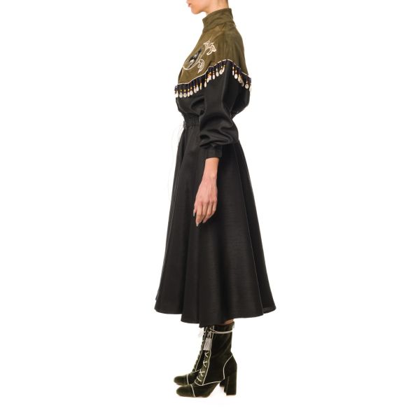 Stella Jean ABITO CON RICAMO E FRANGE