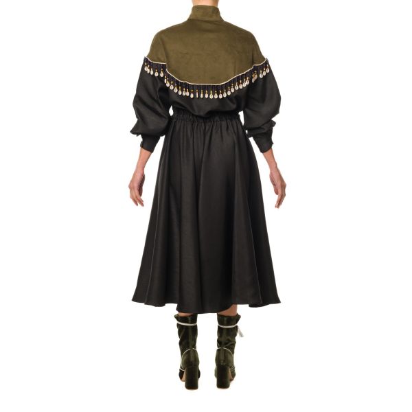 Stella Jean ABITO CON RICAMO E FRANGE